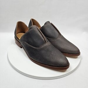 NIB Nisolo Emma d'Orsay Oxford 2.0 Grey Leather Slip On 10 Career Shoe Loafer